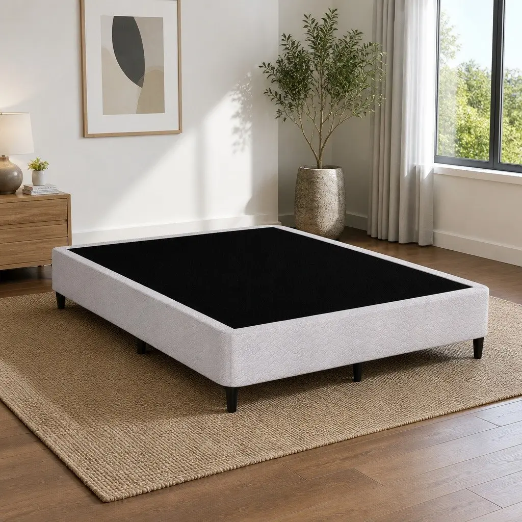 Grey Queen Size Bed Frame with Fabric Cover