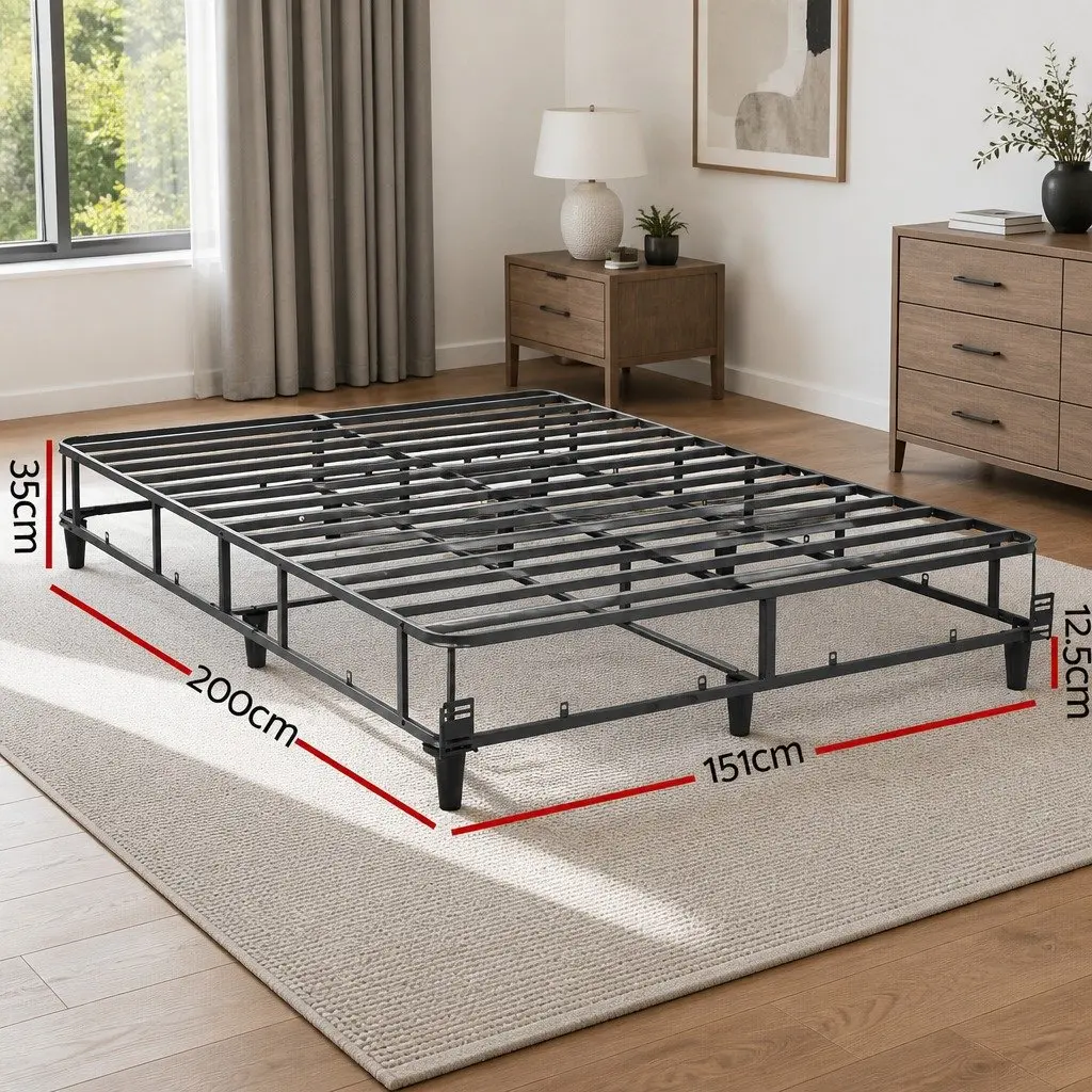Grey Queen Size Bed Frame with Fabric Cover