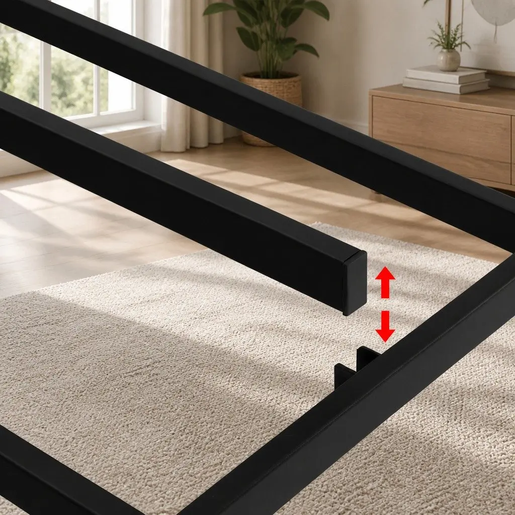 Grey Queen Size Bed Frame with Fabric Cover