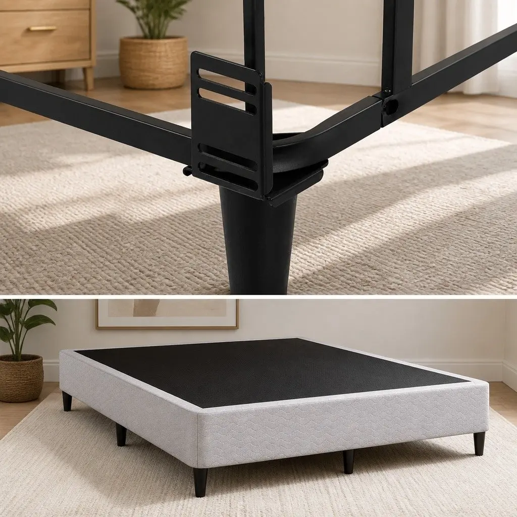 Grey Queen Size Bed Frame with Fabric Cover