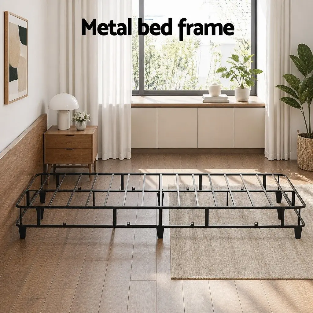 Grey Queen Size Bed Frame with Fabric Cover