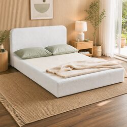 Double Size Compression Bed Frame with Boucle Texture