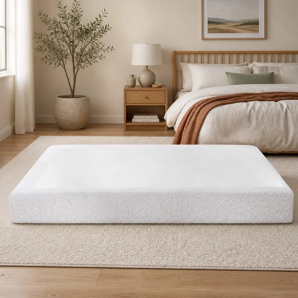 Double Size Compression Bed Frame with Boucle Texture