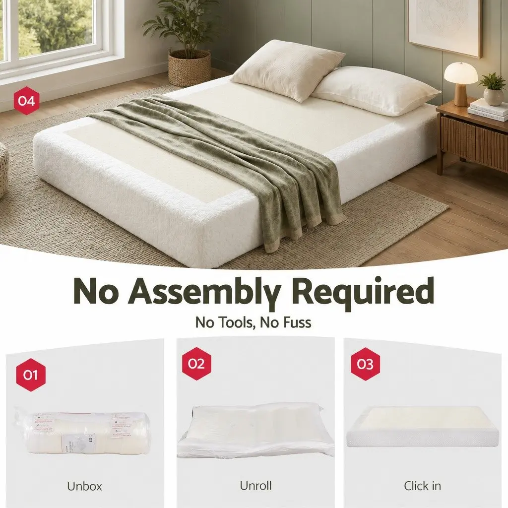 Double Size Compression Bed Frame with Boucle Texture
