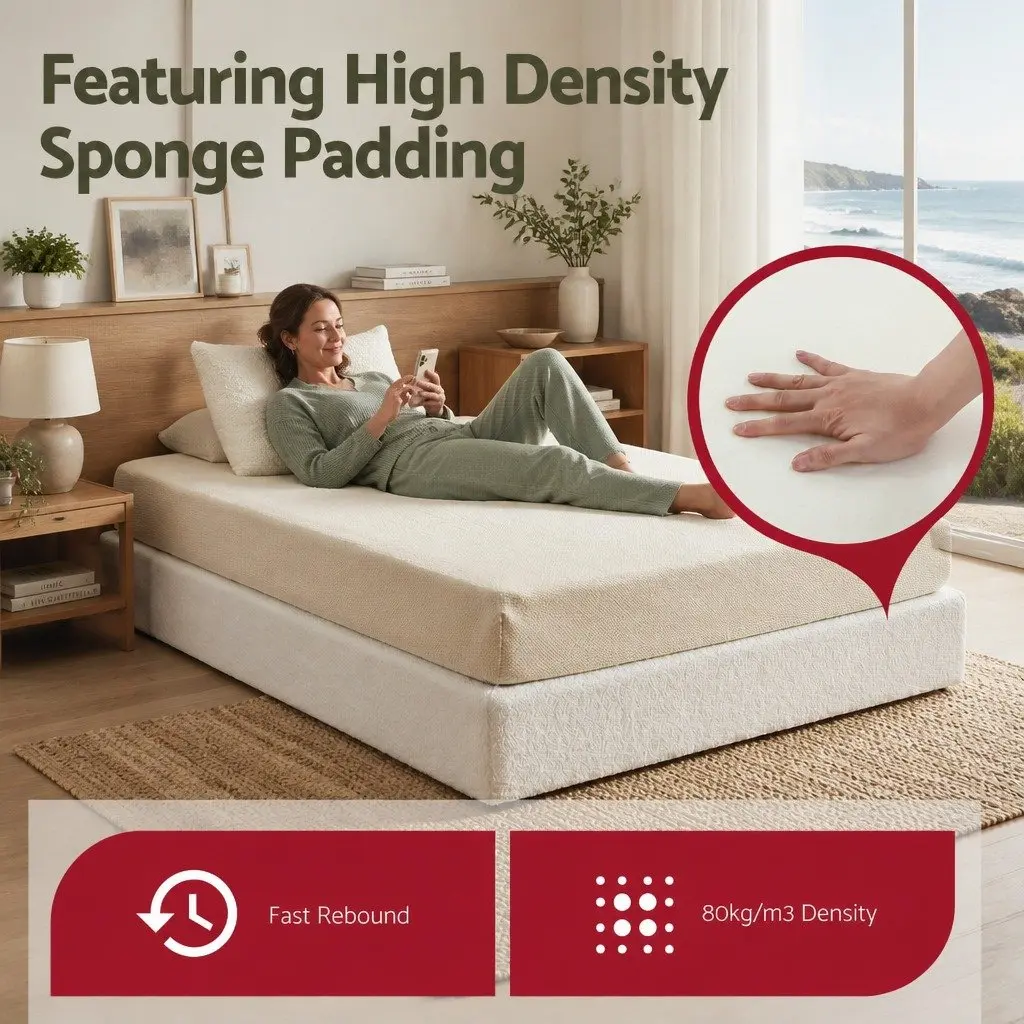 Double Size Compression Bed Frame with Boucle Texture