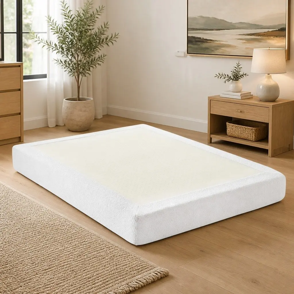 Double Size Compression Bed Frame with Boucle Texture
