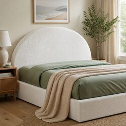 Inviting Double Bed Headboard in Boucle Fabric