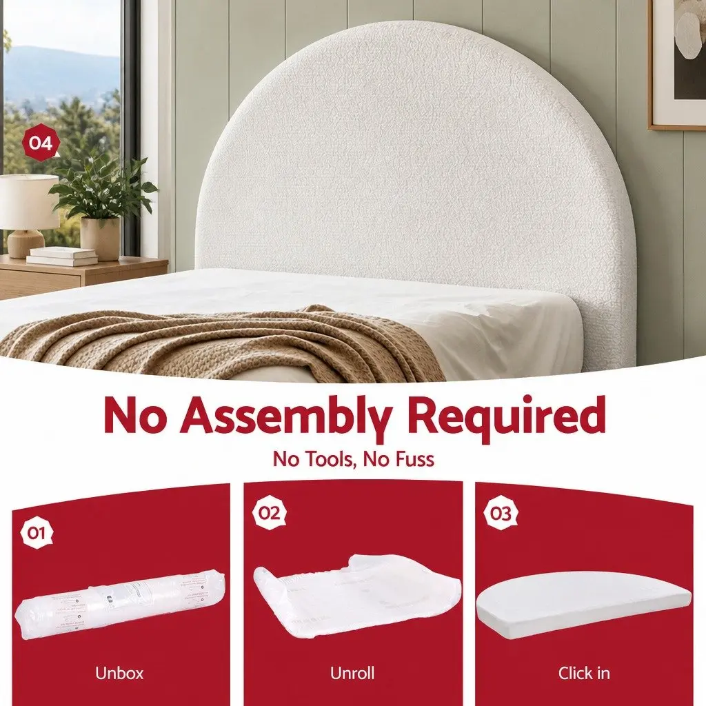 Double Foam Headboard Semi-Round 154cm Wide Boucle Fabric