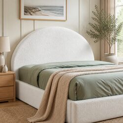 Queen Size Semi-Round Boucle Fabric Headboard 171cm