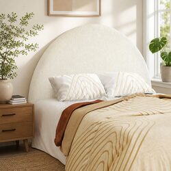 Arch Shaped Double Bed Headboard in White Boucle