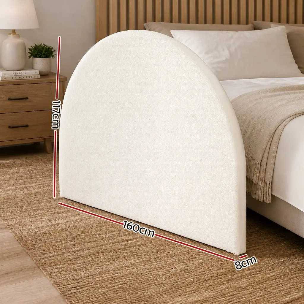 Queen Bed Head Headboard White Boucle Arch Design Bedroom Furniture Frame
