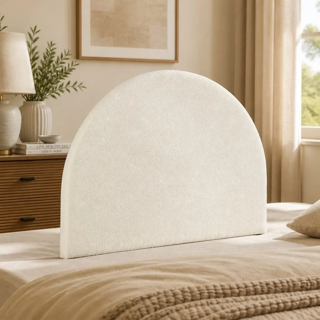 Queen Bed Head Headboard White Boucle Arch Design Bedroom Furniture Frame