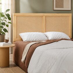 Natural Rattan and Pine Double Bed Headboard