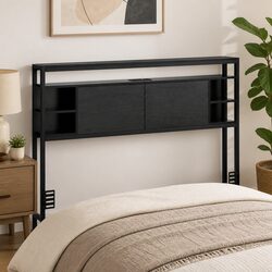 Queen Bed Headboard with Storage and Charging Station