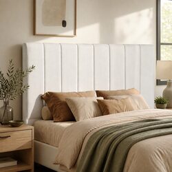 Double Bed Headboard 137CM Linen Upholstered Bedroom Wall Mount Headrest