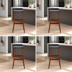Set of 4 Black Wooden Bentwood Bar Stools