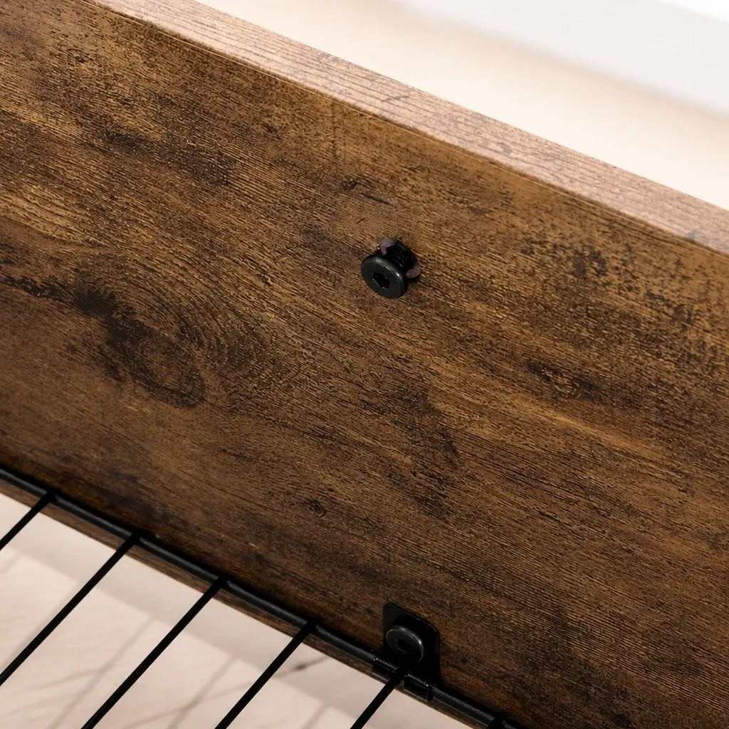 Queen Bed Frame with Rolling Storage Drawers