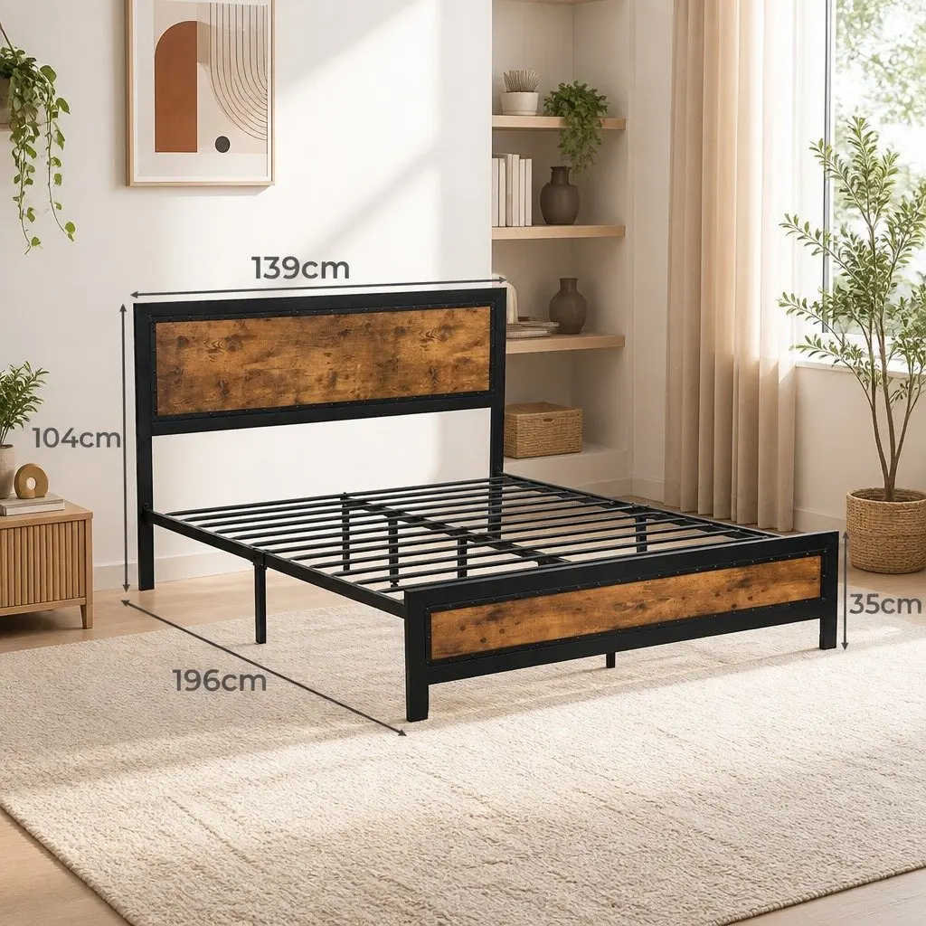 Double Bed Frame Mattress Base with Steel Slats and Support