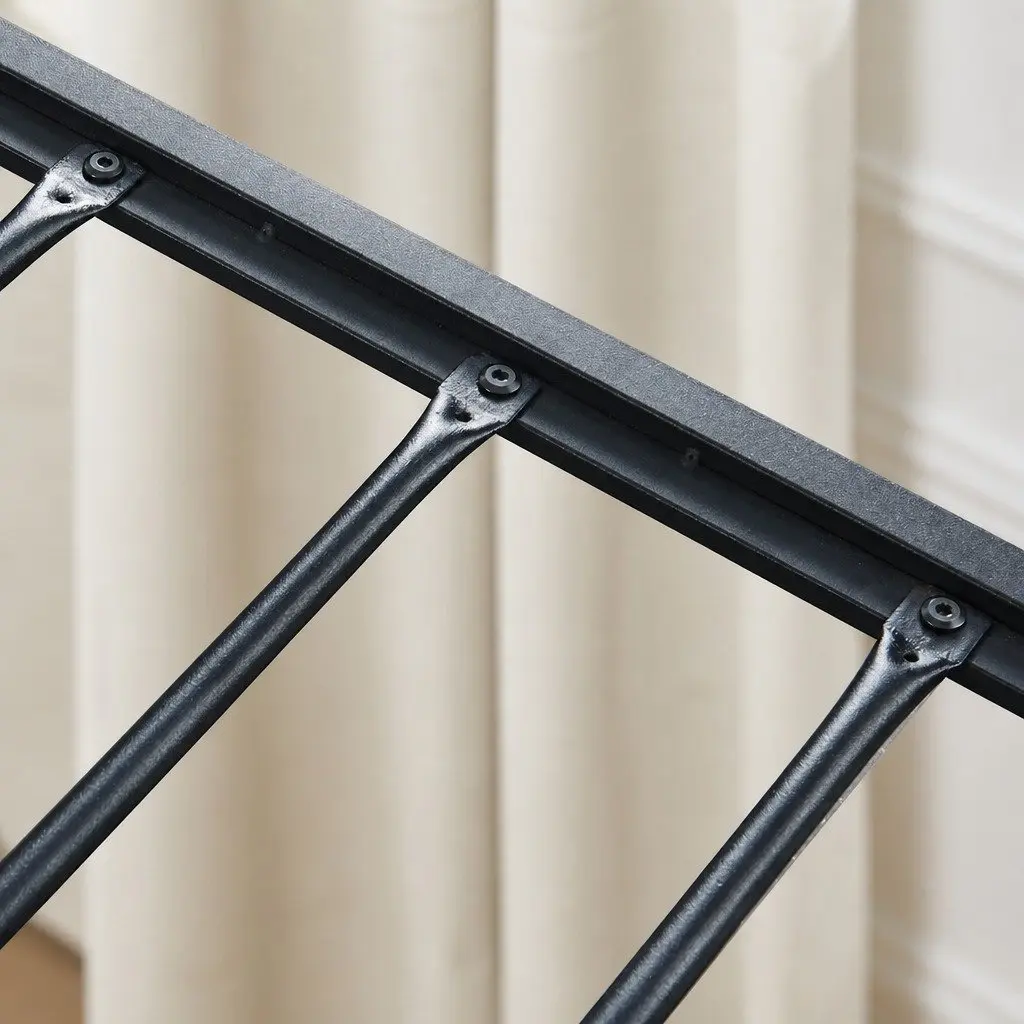Metal Bed Frame Industrial Double Queen Size Steel Slats Storage Mattress Base
