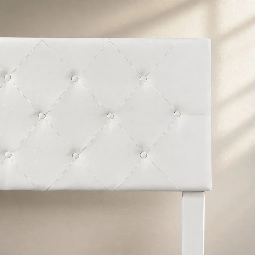 Queen Bed Frame Cream Tufted Headboard 212cm x 164cm Plywood Steel Polyester with 4 Storage Drawers