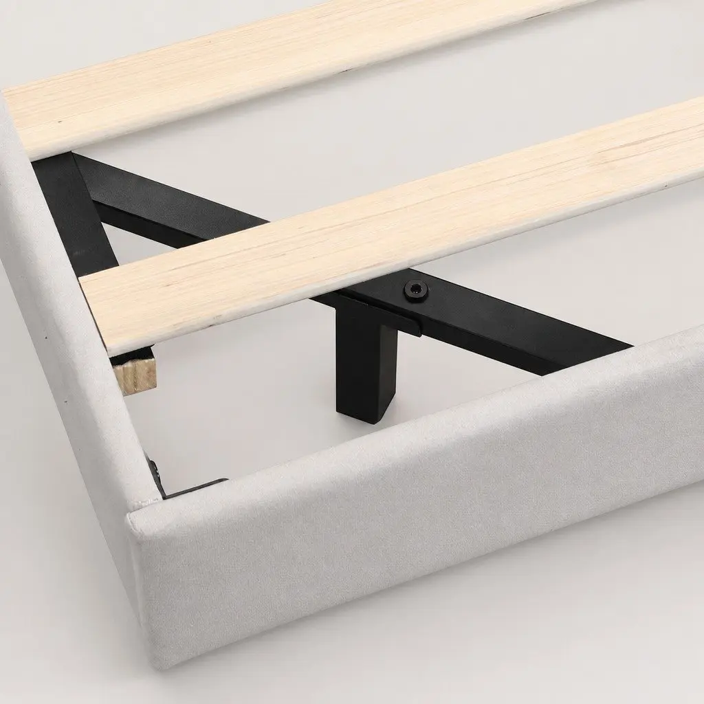 Floating Bed Frame with LED Light and Adjustable Headboard