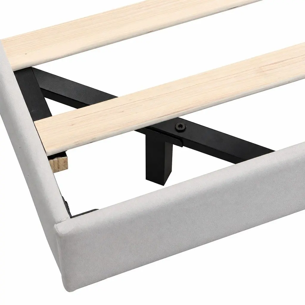 Queen Floating Bed Frame with LED Lighting and Headrest