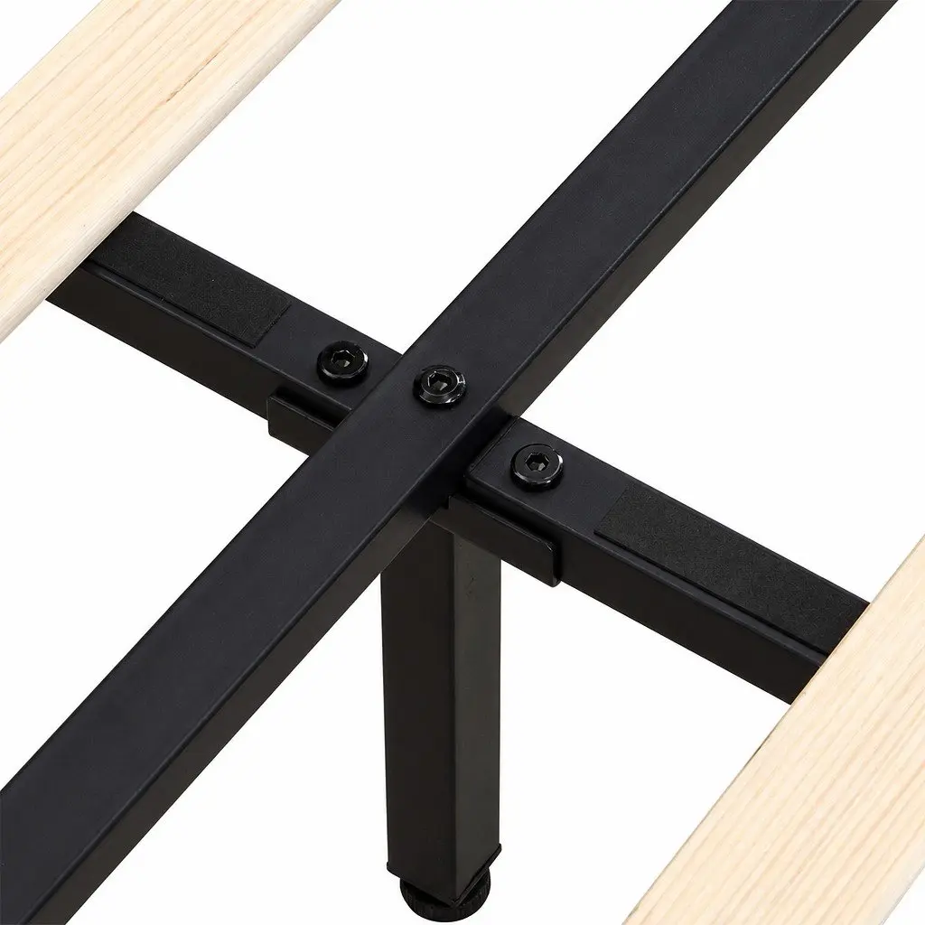 Floating Bed Frame Queen Modern Platform with LED Light Strips Adjustable Headboard Steel and PU Leather Black