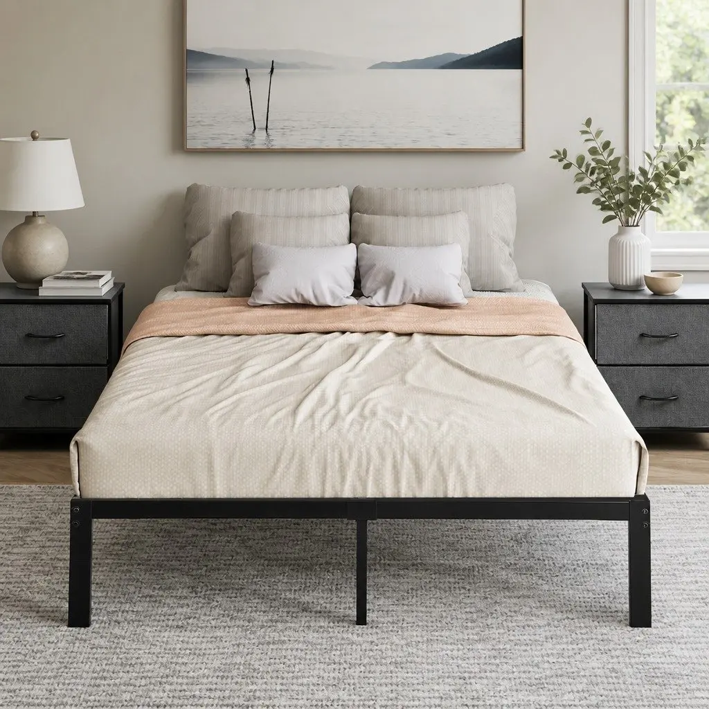 Heavy Duty Metal Bed Frame with Storage Space