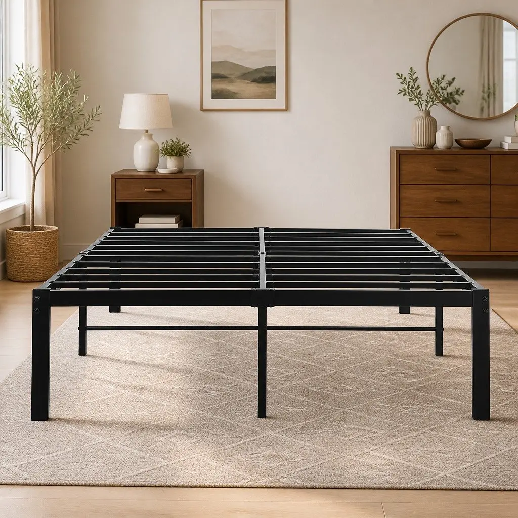 Metal Bed Frame Heavy Duty Full Size Black Steel Platform Foundation