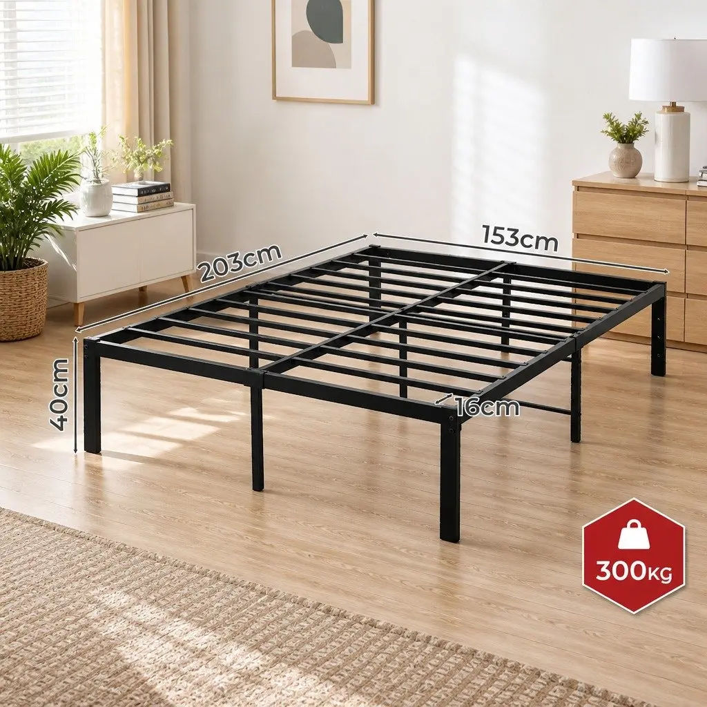 Metal Bed Frame Heavy Duty Full Size Black Steel Platform Foundation