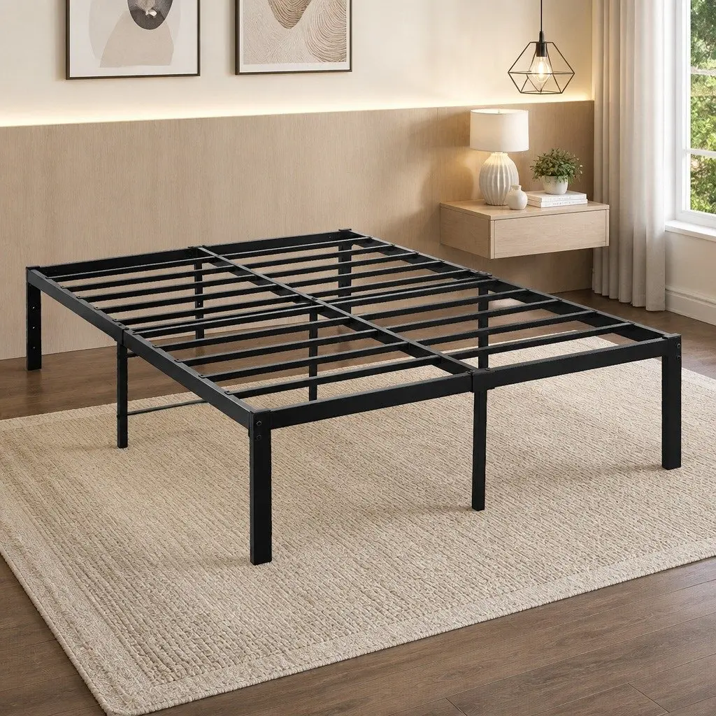 Metal Bed Frame Heavy Duty Full Size Black Steel Platform Foundation