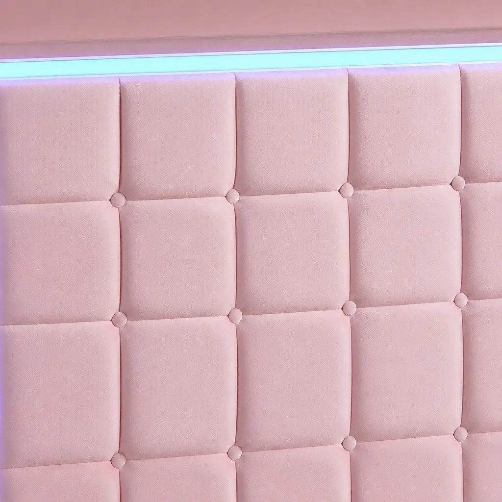 Floating Bed Frame with LED Lighting and USB