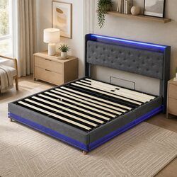 Double Bed Frame with USB Charging and LED Headboard
