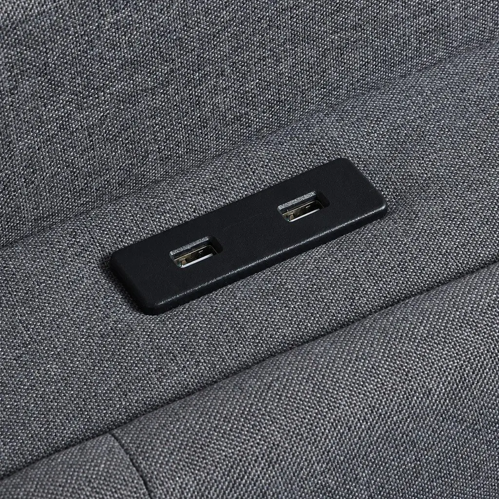 Double Bed Frame Gas Lift Storage LED Light Headboard USB Charging Grey Linen Metal Wood