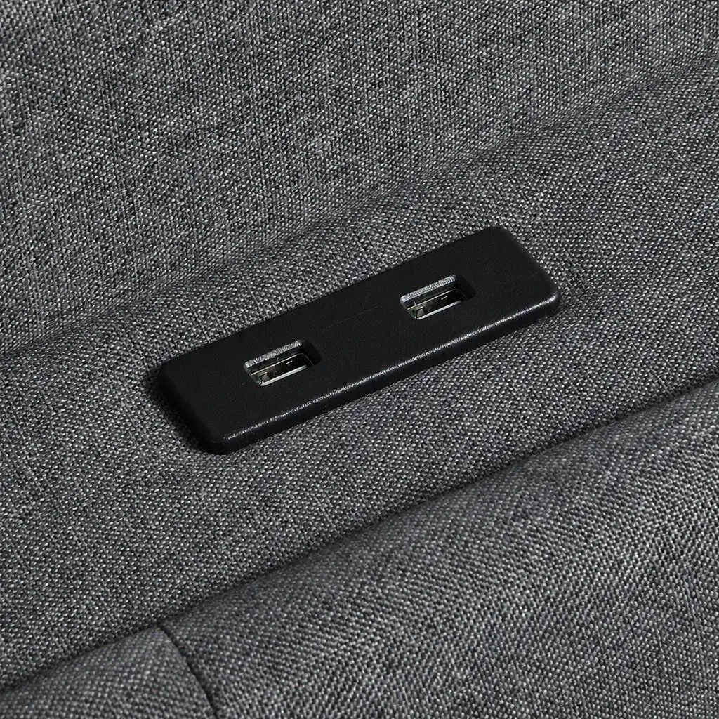 Gas Lift Single Bed Frame with Storage USB Charging RGB LED Headboard Linen Upholstered Grey