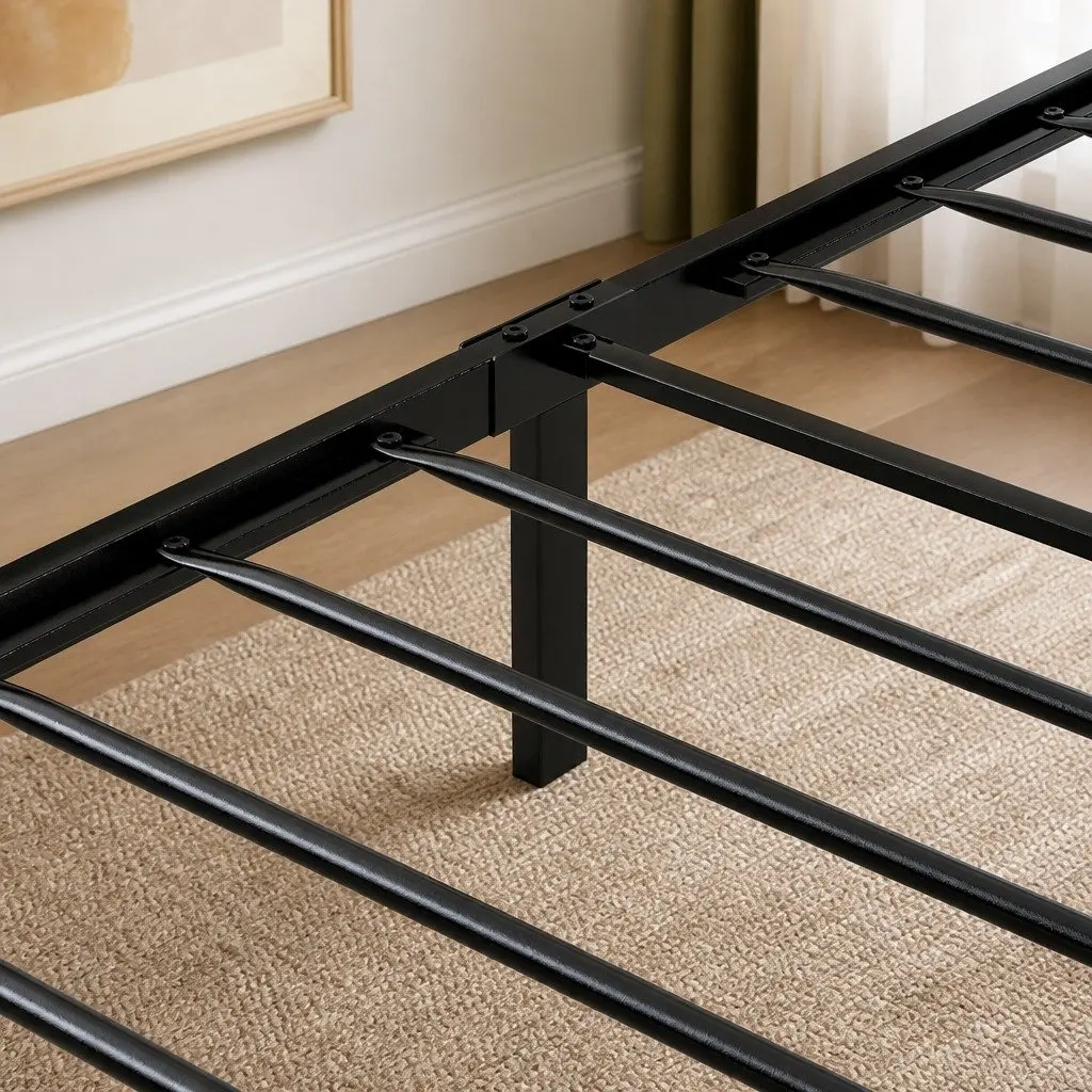 Single Bed Frame with Storage Headboard and LED