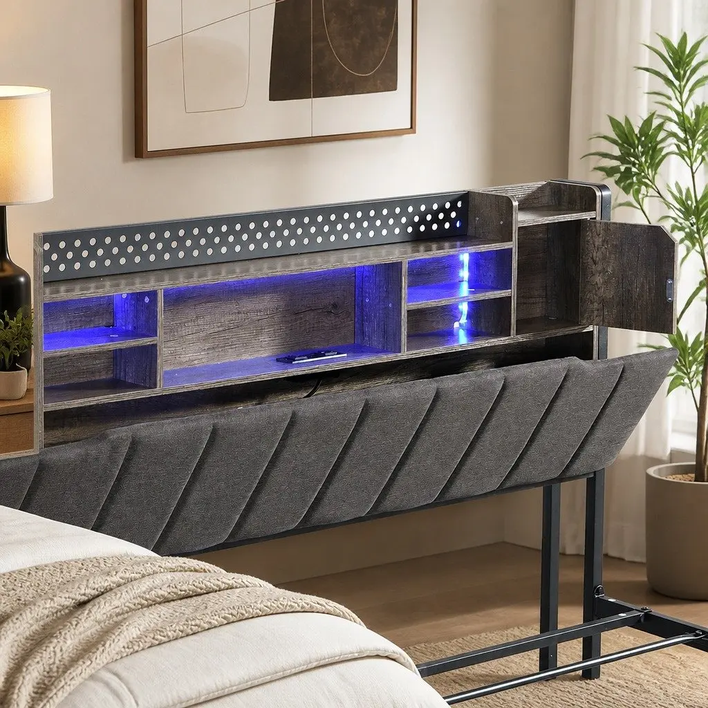Queen Bed Frame with Storage Headboard