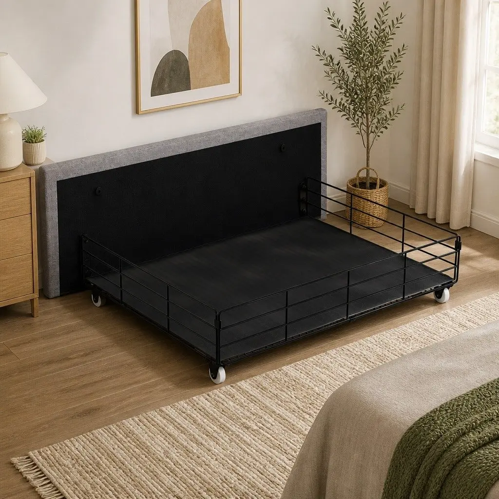 Queen Bed Frame Gray Linen Fabric with Storage Drawers LED Headboard USB Power Outlets