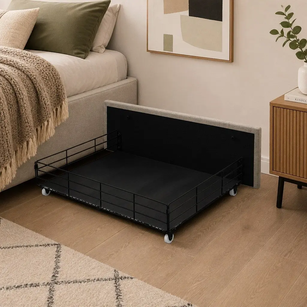 Single Bed Frame Linen Upholstered Grey with Storage Drawers RGB LED Headboard USB Charging Ports Solid Wood and Metal Construction