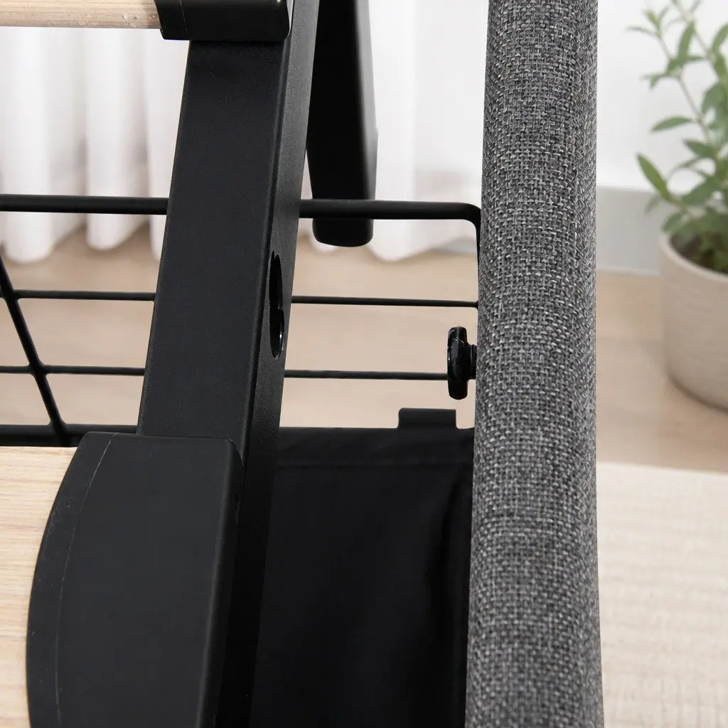Single Bed Frame Linen Upholstered Grey with Storage Drawers RGB LED Headboard USB Charging Ports Solid Wood and Metal Construction