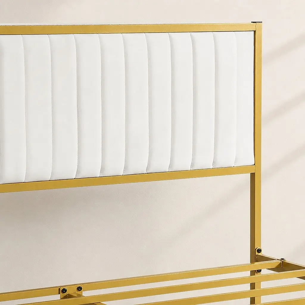 Double Bed Frame with Storage and Padded Headboard