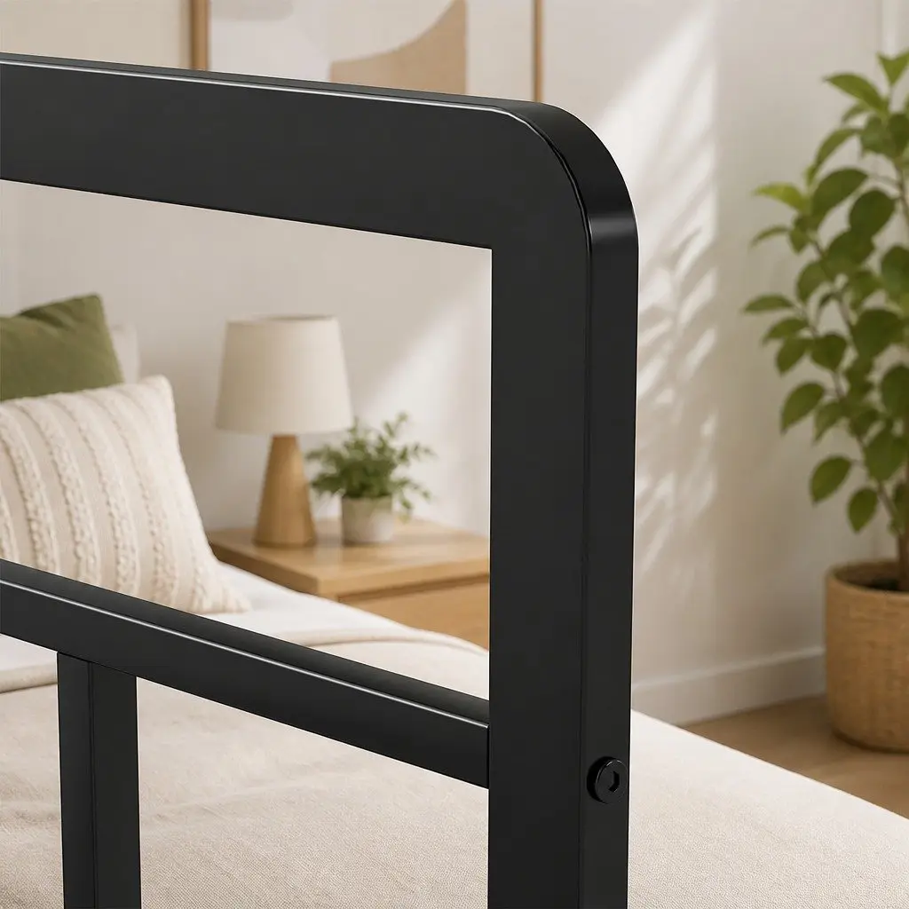 Double Metal Bed Frame with Storage Headboard