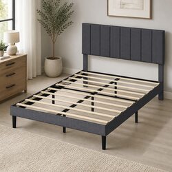 Double Size Upholstered Platform Bed Frame with Storage