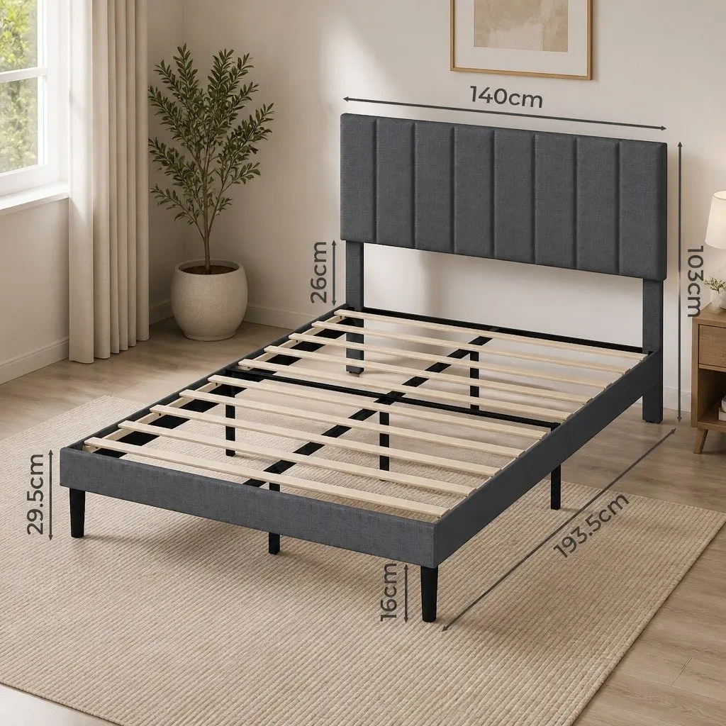 Double Size Upholstered Platform Bed Frame with Storage