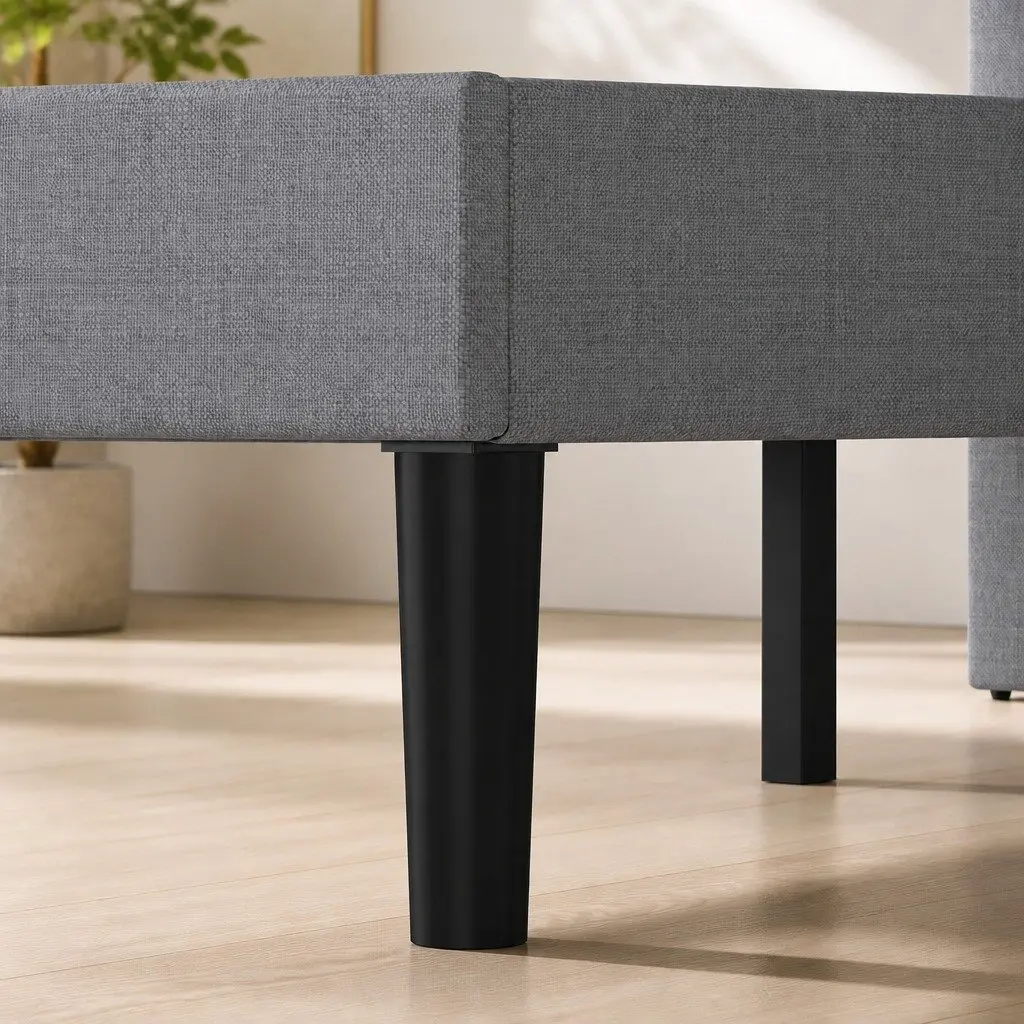 Dark Grey Queen Upholstered Platform Bed Frame with Storage