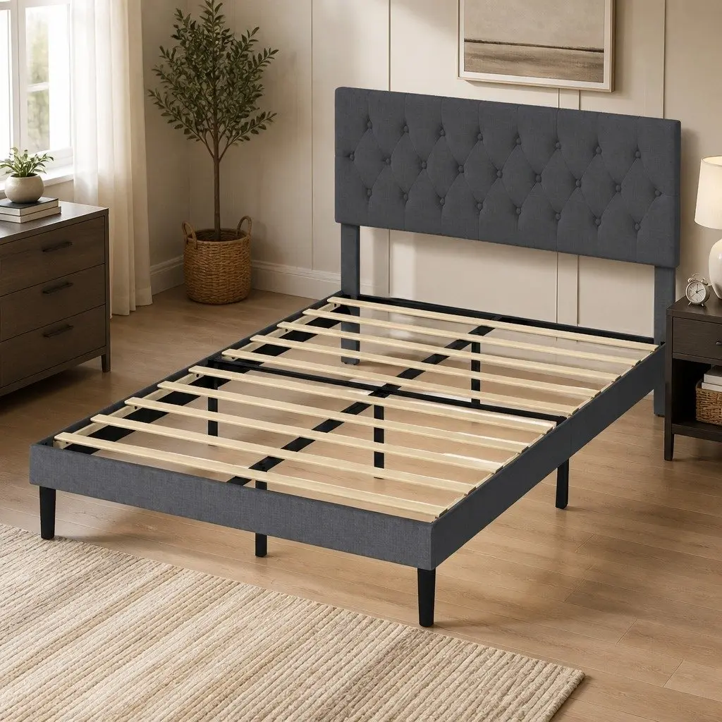 Queen Upholstered Bed Frame with Storage