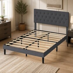 Contemporary Queen Upholstered Bed Frame with Storage