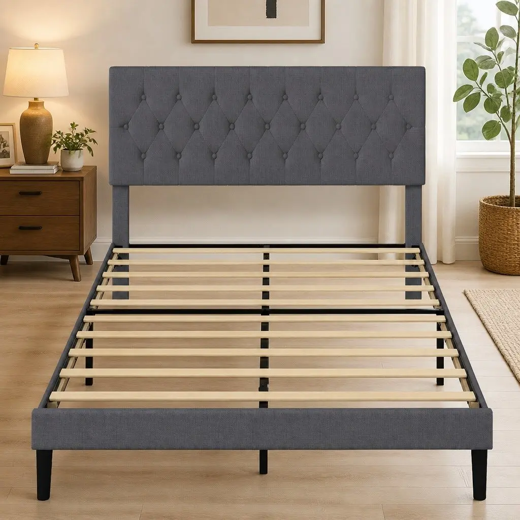Queen Upholstered Bed Frame with Storage
