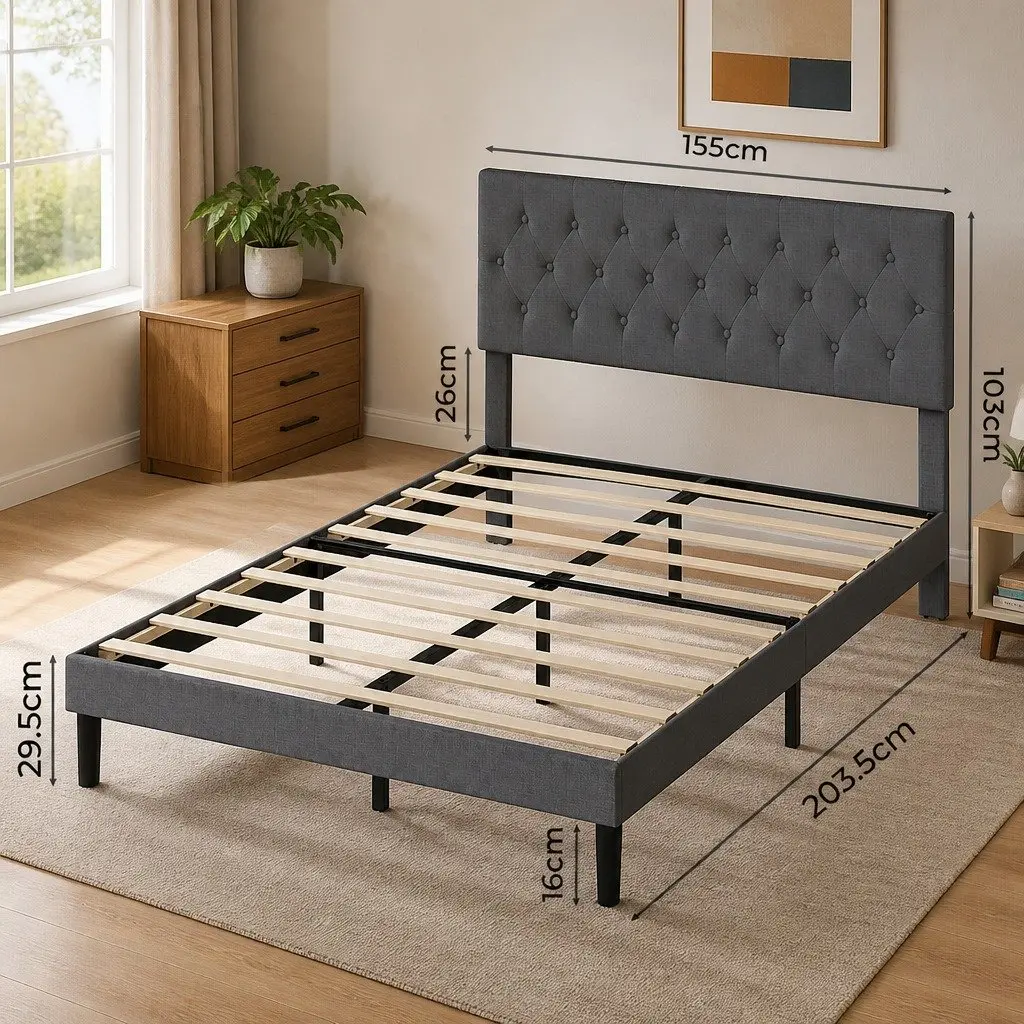 Queen Upholstered Bed Frame with Storage