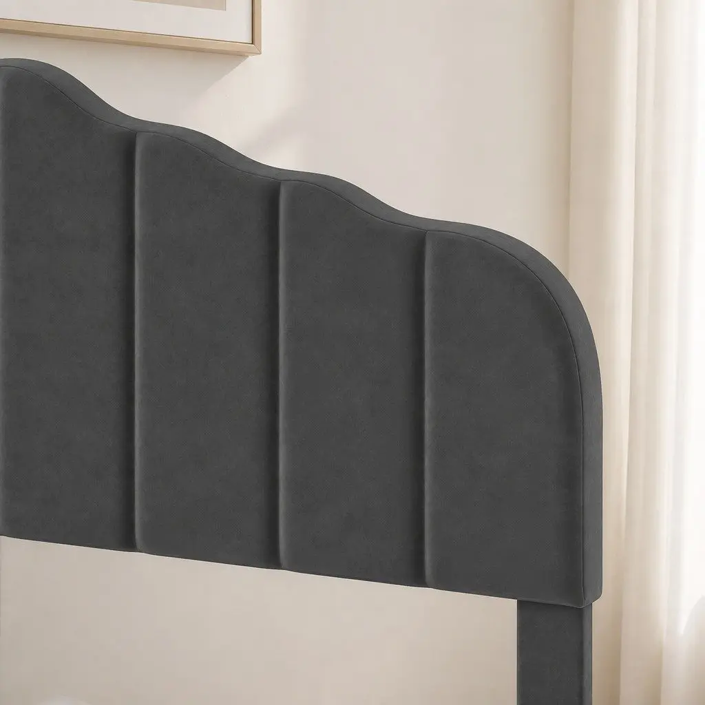 Dark Grey Upholstered Queen Size Bed Frame with Storage